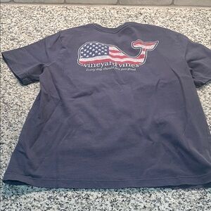 Vineyard Vines Blue Tee with Patriotic Whale